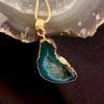 Dark Green Druzy Agate Slice Necklace - Image 4