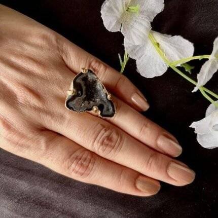 Black Druzy Ring