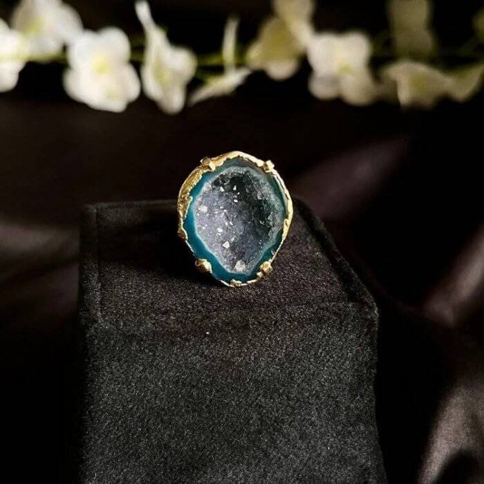 Dark Green Druzy Ring - Image 5
