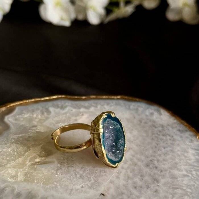 Dark Green Druzy Ring - Image 2