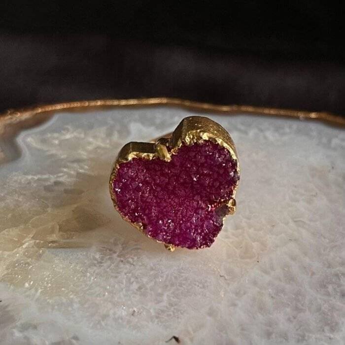 Pink Heart Druzy Ring - Image 5