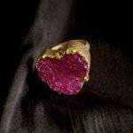 Pink Heart Druzy Ring
