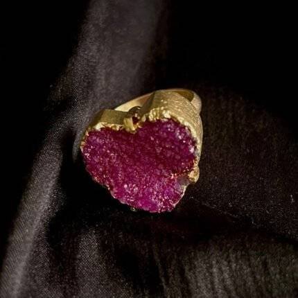 Pink Heart Druzy Ring