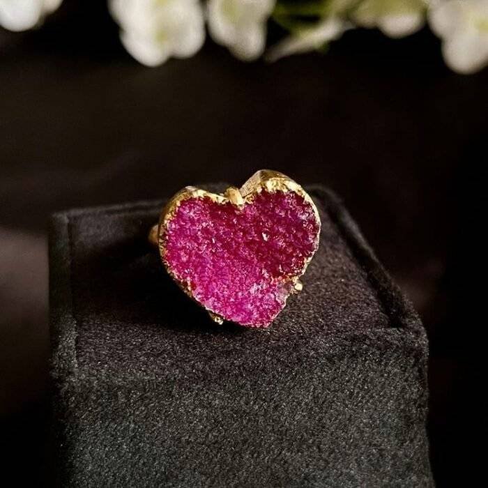 Pink Heart Druzy Ring - Image 3