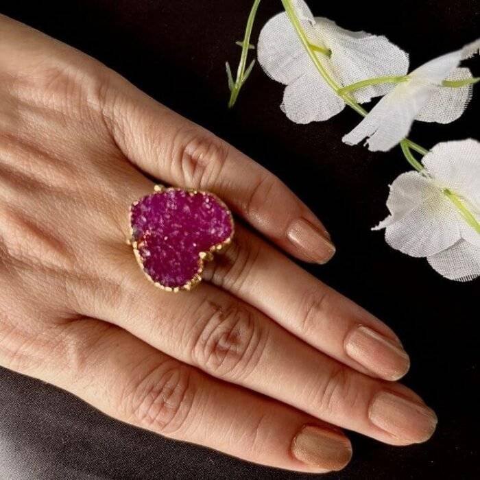 Pink Heart Druzy Ring - Image 2