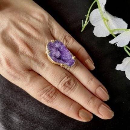 Purple Druzy Ring