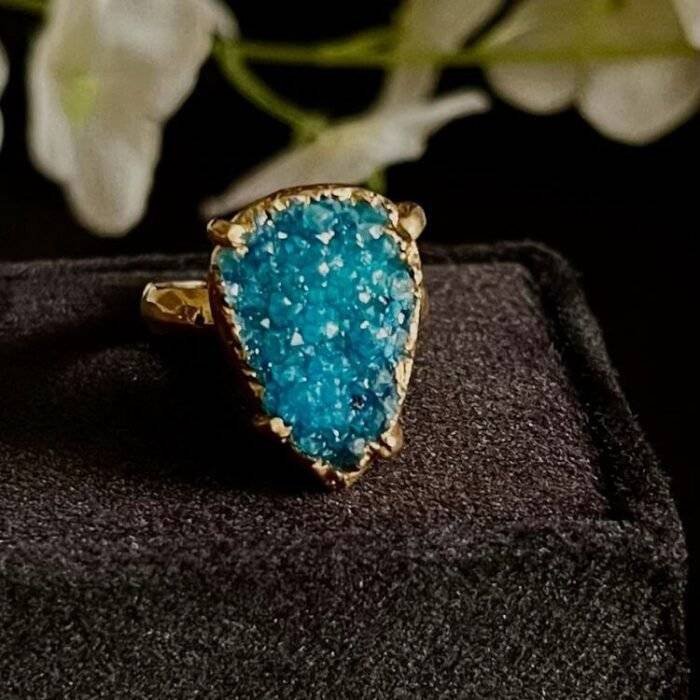 Turquoise Druzy Ring - Image 3