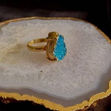 Turquoise Druzy Ring