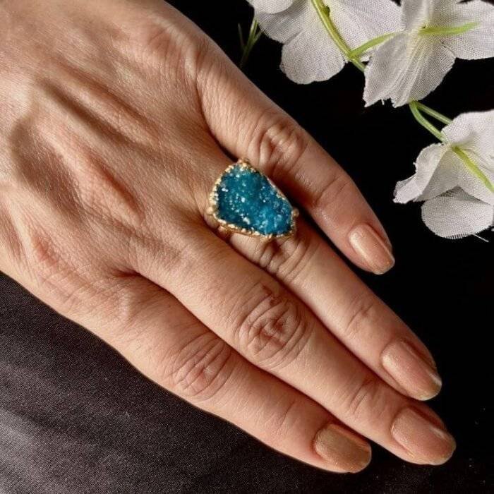 Turquoise Druzy Ring - Image 2