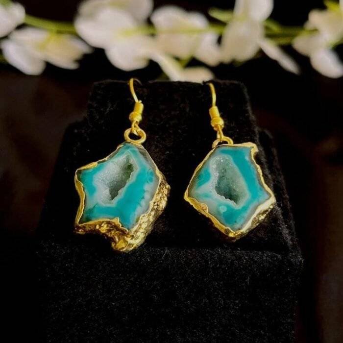 Green Druzy Agate Slice Earring Set - Image 2