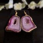 Pink Druzy Agate Slice Earring Set - Image 2
