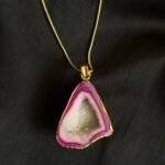Pink Druzy Agate Slice Necklace