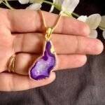 Purple Druzy Agate Slice Necklace - Image 7