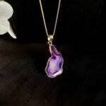 Purple Druzy Agate Slice Necklace - Image 5