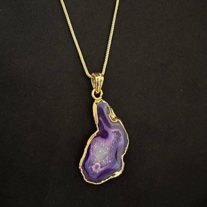 Purple Druzy Agate Slice Necklace - Image 4