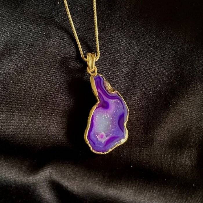 Purple Druzy Agate Slice Necklace - Image 3