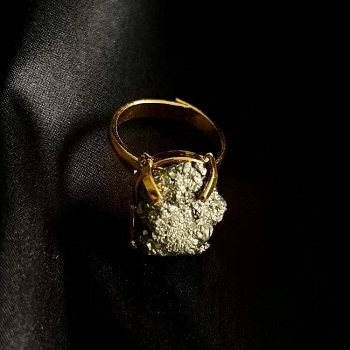 Pyrite Stone Natural Cut Ring Large - Image 7