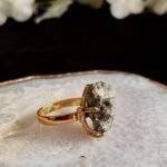 Pyrite Stone Natural Cut Ring Large