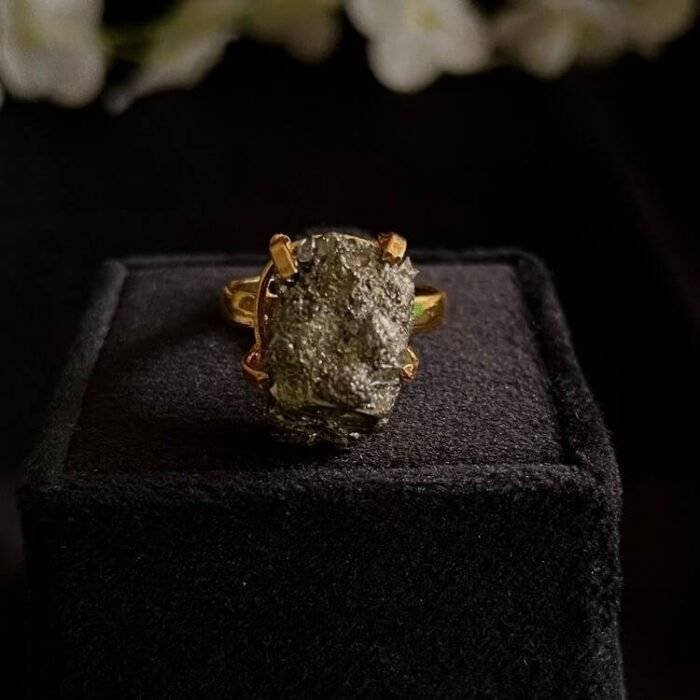 Pyrite Stone Natural Cut Ring Large - Image 4