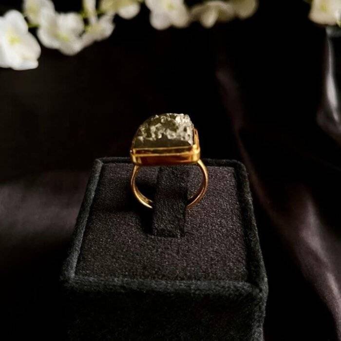 Pyrite Stone Natural Cut Ring Large - Image 3