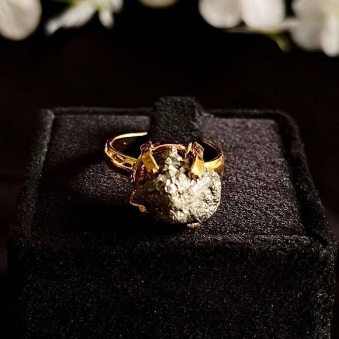 Pyrite Stone Natural Cut Ring Small - Image 4