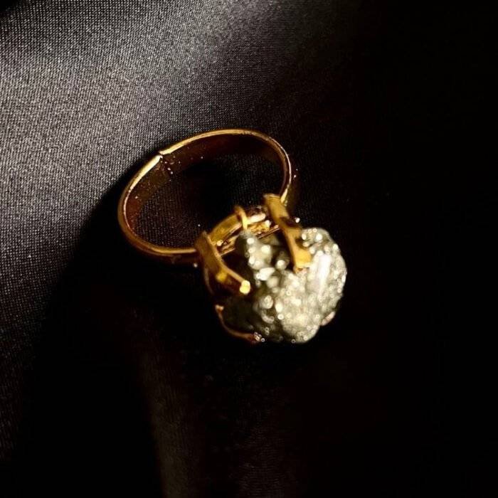 Pyrite Stone Natural Cut Ring Small - Image 7