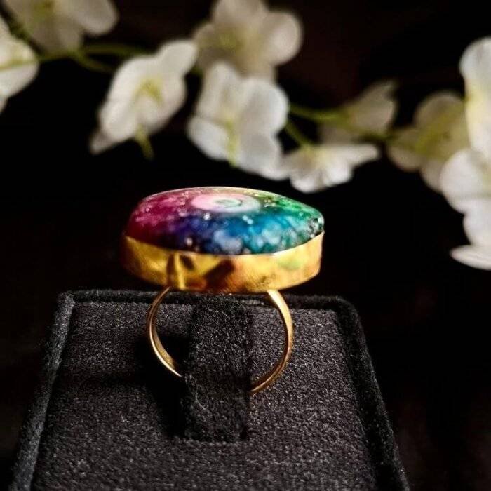 Rainbow Color Agate Solar Ring - Image 5