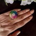 Rainbow Color Agate Solar Ring
