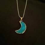 Turquoise Druzy Crystal Moon Shaped Necklace - Image 3