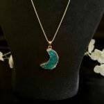 Turquoise Druzy Crystal Moon Shaped Necklace