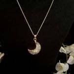 White Druzy Crystal Moon Shaped Necklace