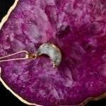 White Druzy Crystal Moon Shaped Necklace - Image 4
