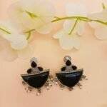Black Boat Shaped Earrings - Image 3