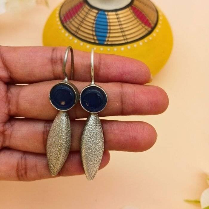 Blue Drop Leaf Earring - Image 3