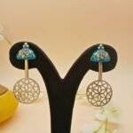 Blue Umbrella Hand Painted Earrings - Image 3