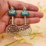 Blue Umbrella Hand Painted Earrings - Image 2