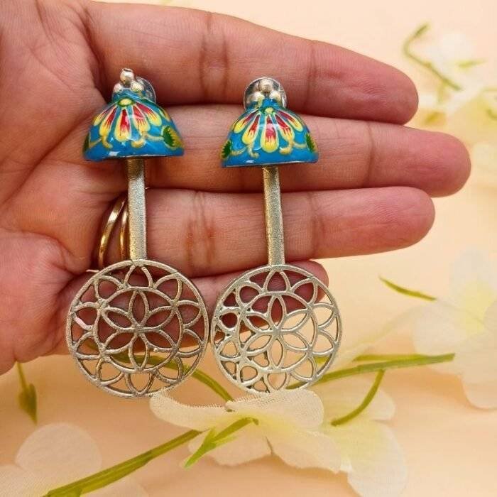 Blue Umbrella Hand Painted Earrings - Image 2