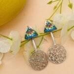 Blue Umbrella Hand Painted Earrings
