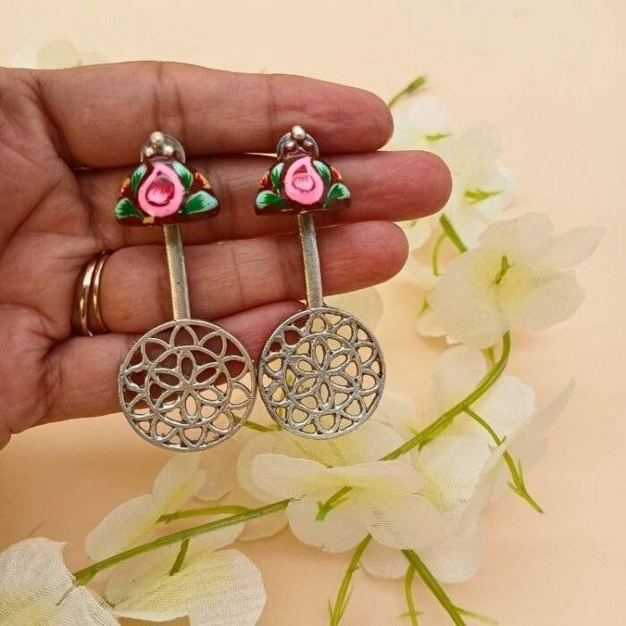 Brown Umbrella Hand Painted Earrings - Image 3