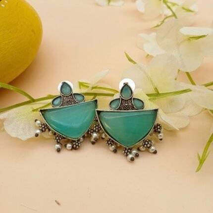 Green Boat Shaped Earrings
