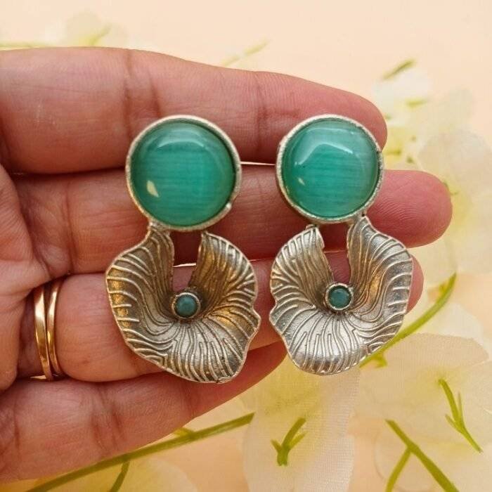 Green Petal Earrings - Image 3