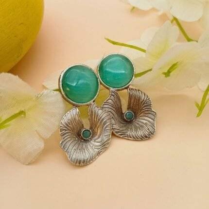 Green Petal Earrings