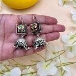 Jaipuri Jhumka Mauve Earrings - Image 2