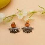Majestic Orange Stone Brass Earring