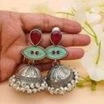 Moon Drop Jhumka Earrings - Image 3