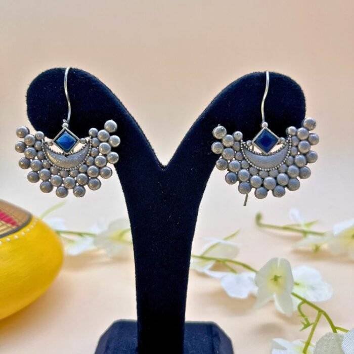 Moon Inspired Blue Stone Studded Earring - Image 3