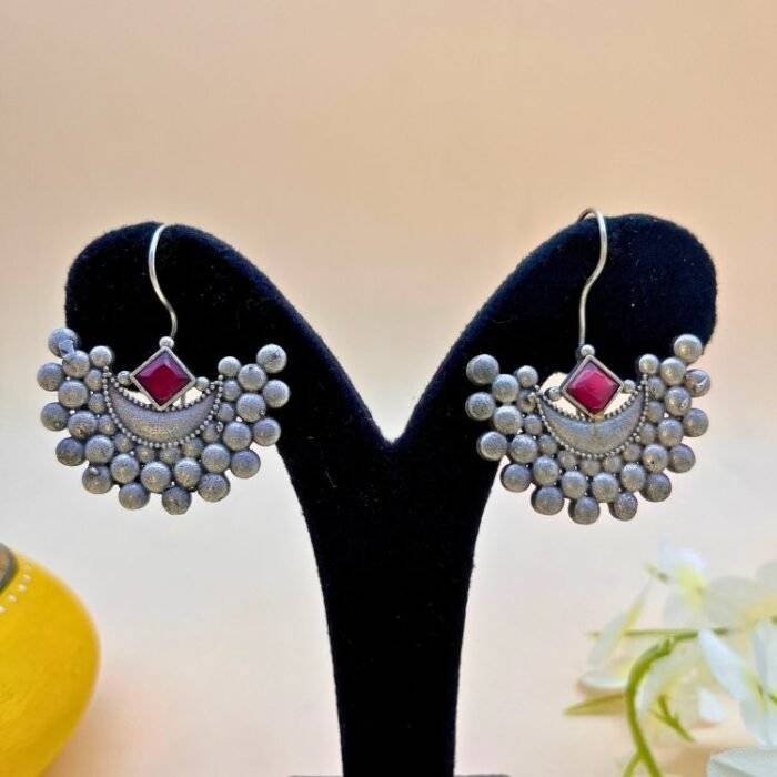 Moon Inspired Red Stone Studded Earring - Image 3
