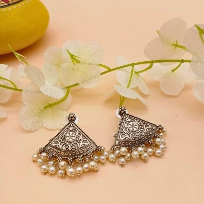 Ornamental Triangle Earrings - Image 4