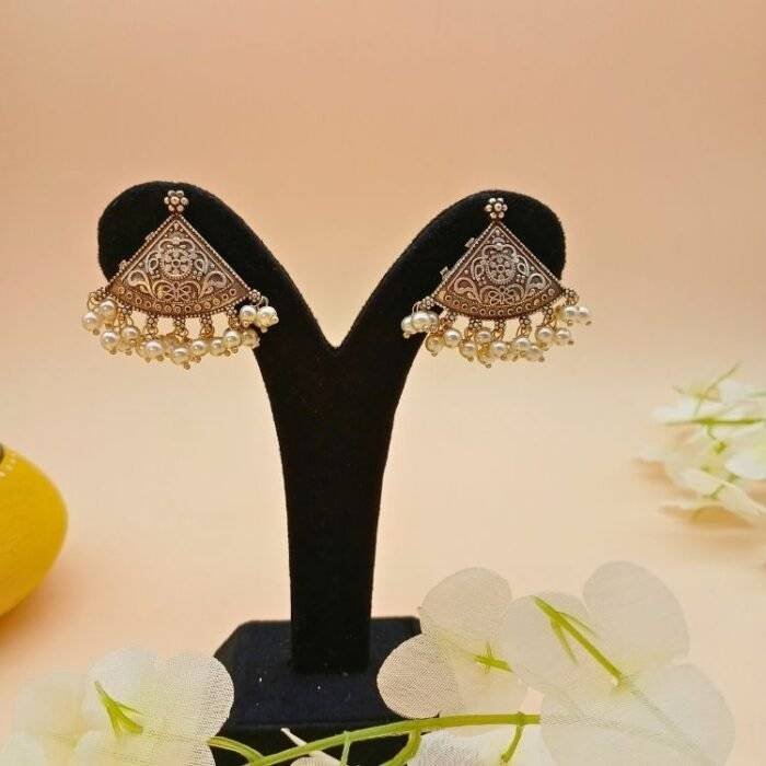 Ornamental Triangle Earrings - Image 3