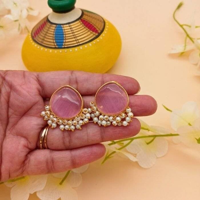 Pink Stone Studs - Image 2